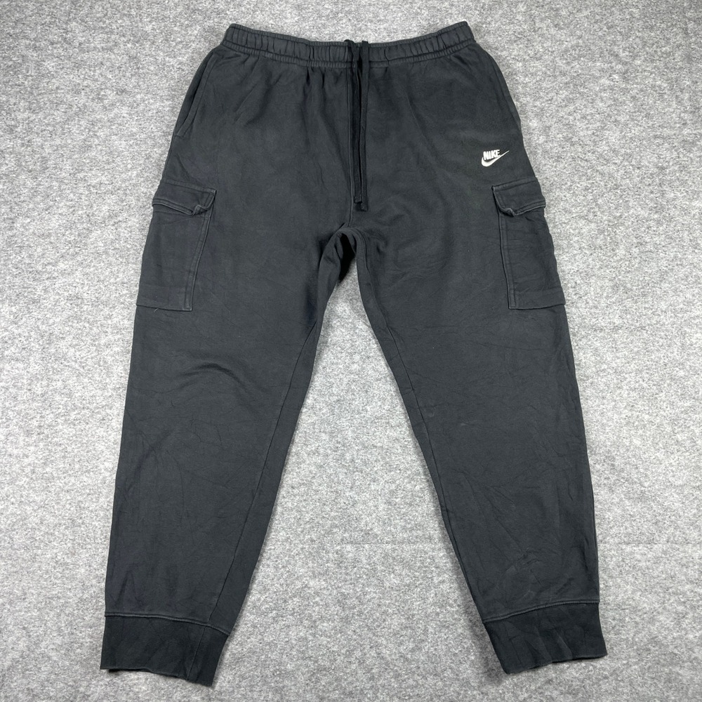 Nike Cargo Pants Mens XL Black Club Fleece Joggers Cuffed CD3129-010